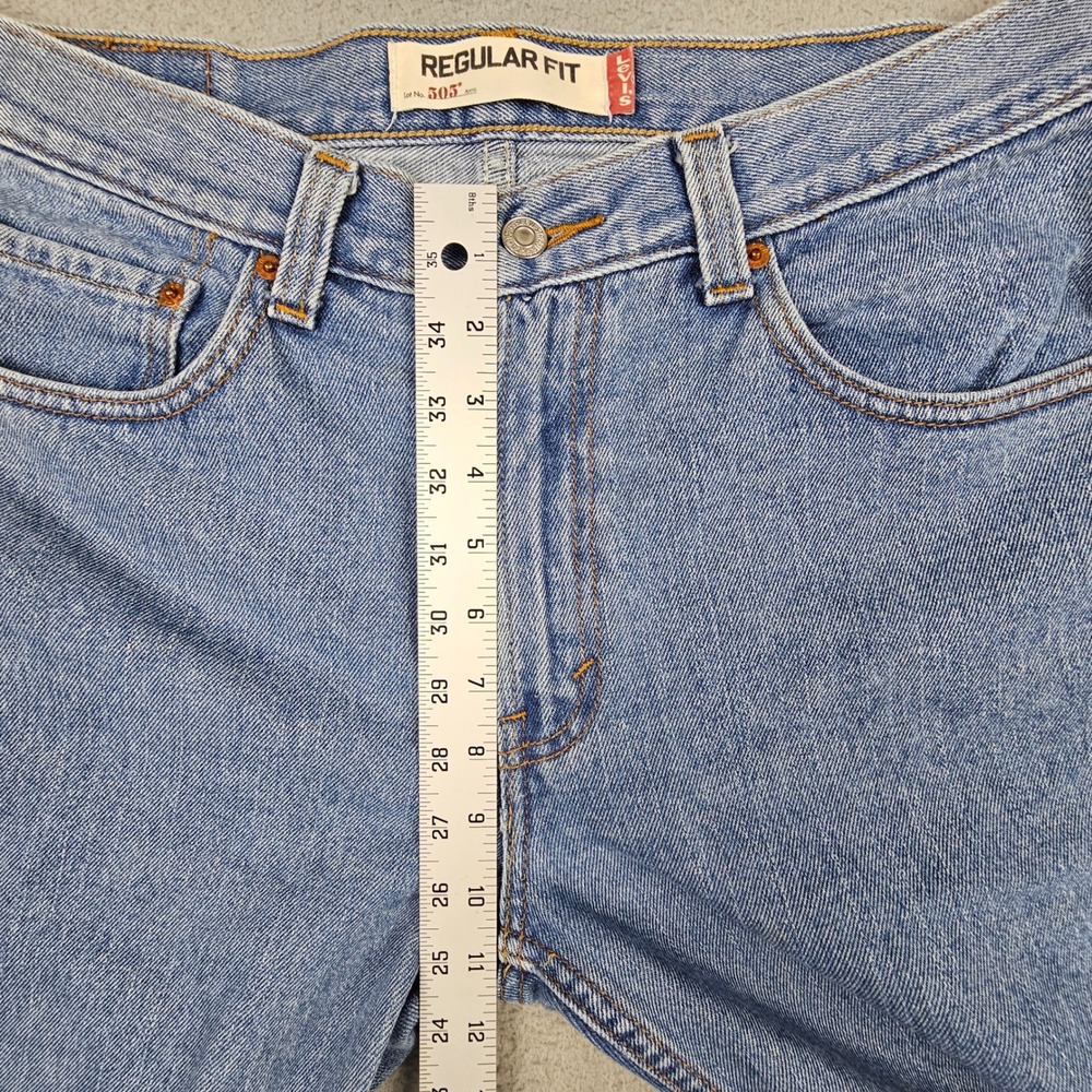 Levi's 505 Regular Fit Jeans Mens 33x30 Blue Light Wash Straight Leg Denim - Picture 8 of 10